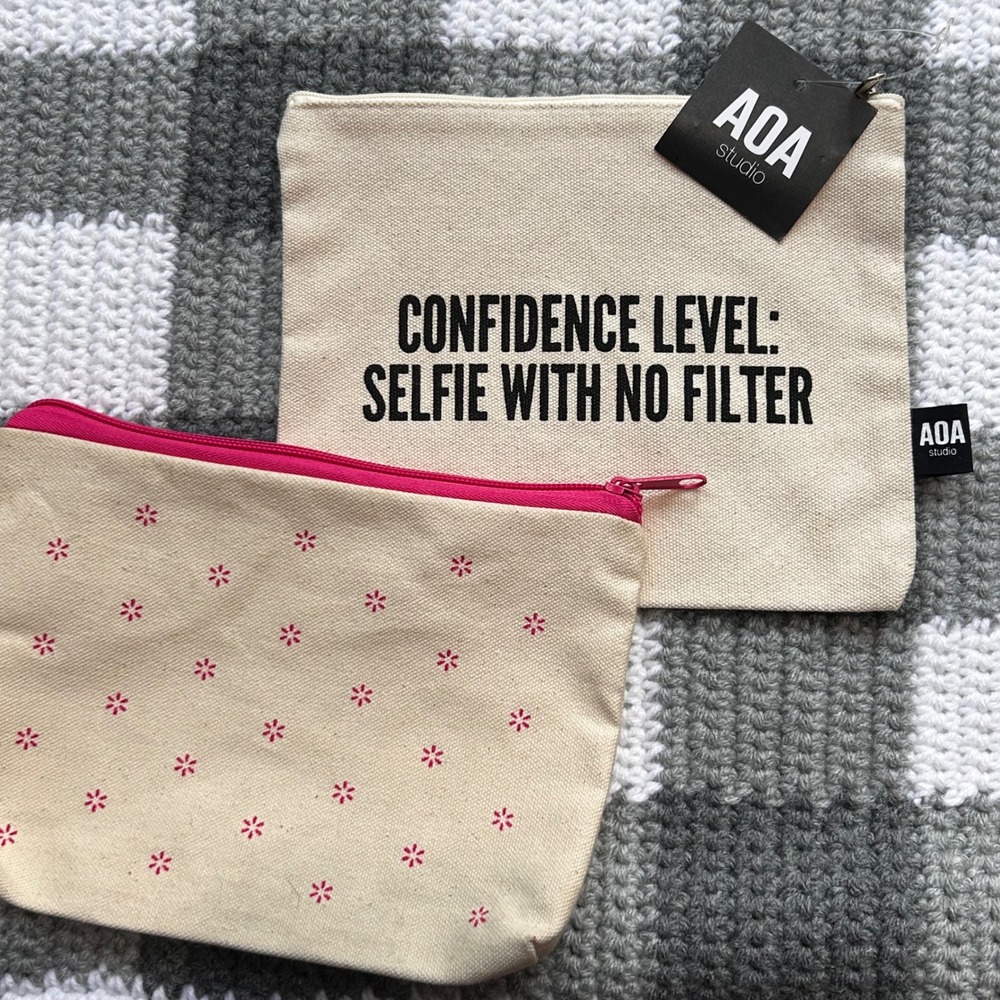 AOA Studio Makeup Bags‎ Canvas Set OS Cream Pink Coquette Clean Girl Bag